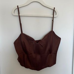 Zara Brown Bustier/Corset Cropped Shirt